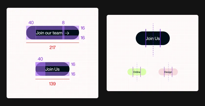 SkillsUnion button and inner text spacing