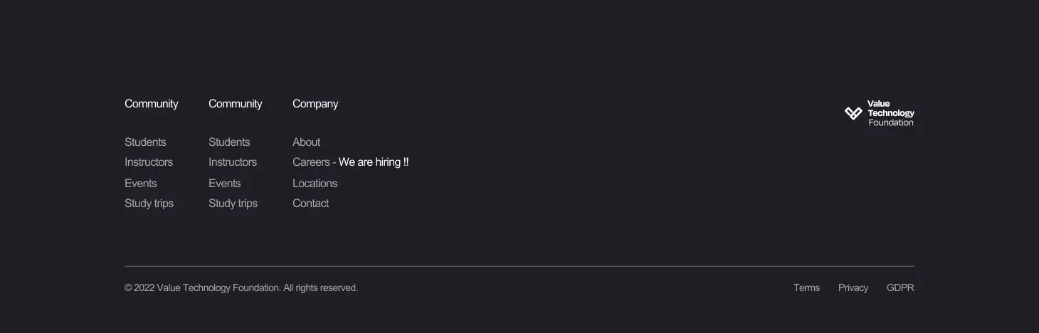 Value Tech Foundation Web Design example